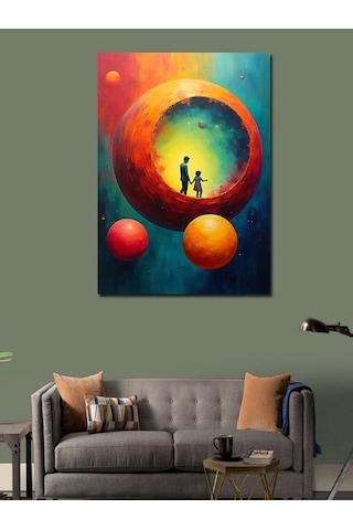 Kanvas Tablo Gezegenler Ve İnsanlar 50cmx70cm