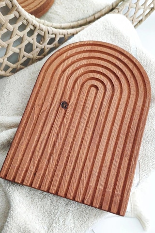 Premium Gökkuşağı Sunum Tahtası Koyu Kahve 30x18 Cm Renkli