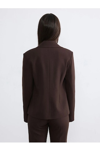 Lc Waikiki Kahverengi Petite Kruvaze Yaka Kadın Blazer Ceket