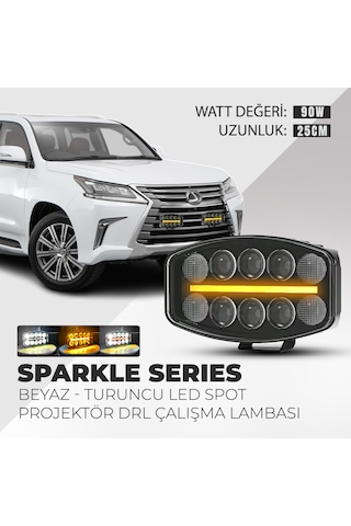 Sparkle 10'' Beyaz Turuncu Led Spot Projektör Çalışma Lambası