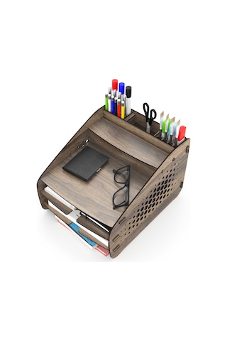 Design Otto Fx Medium Hexa - 6 Renk Evrak Rafı Masaüstü Organizer Ceviz