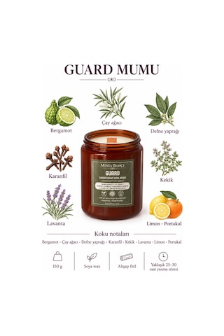 Koruma Aromaterapi Soya Mumu - 150 Gr %100 Doğal Uçucu Yağlar Ve Saf Soya Wax Şeffaf