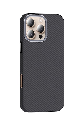 Apple Uyumlu iPhone 16 Pro Max Kılıf M-safe Şarj Özellikli Karbon Fiber Görünümlü Gros Kılıf Siyah