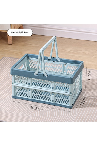 Snapbuy Katlanır Sepet, Alışveriş, Piknik, Market, Taşıma, Depolama Ve Kamp İçin Uygundur Büyük Beden Mavi