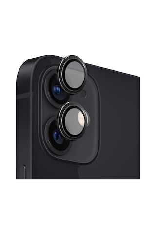 Safeus Safir Temperli Kamera Lens Koruyucu Apple Uyumlu iPhone 12 Ve Mini İle Siyah
