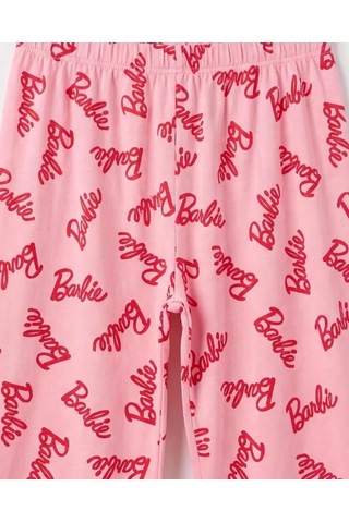 Veraura Lifestyle 6/14 Yaş Yazı Baskılı Pamuk Penye Çocuk Pijama Takımı Pembe