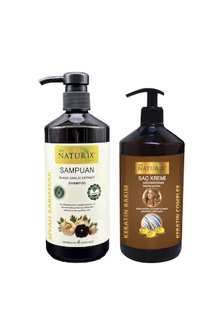 Naturix Siyah Sarımsak Şampuanı 600 ML + Keratin Bakım Kremi 500 ML