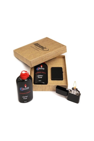 Atomic Benzinli Çakmak Benzin Seti Küba Bayraklı