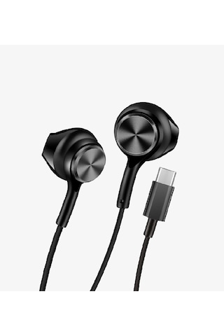 Linktech Ekstra Bass Kablolu Kulaklık , Linktech H75 Siyah Type-c Mikrofonlu Metal Kablolu Kulaklık Universal