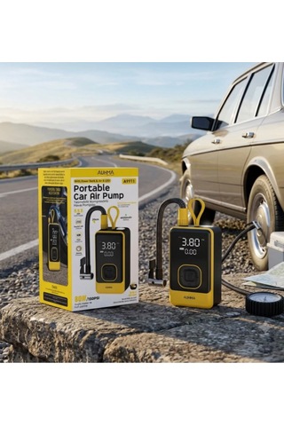 Auhma A9911 Dijital Lcd Ekranlı Dahili Led Fenerli 4000 Mah Hava Kompresörü / Powerbank Özellikli 0 - 150 Psı 0 - 10 Bar