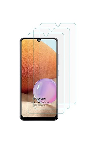 Samsung Galaxy A32 4g Screen Protector Nano Glass Cam Ekran Koruyucu 3'lü Paket Galaxy A32 4g İle Uyumlu Ekran Koruy
