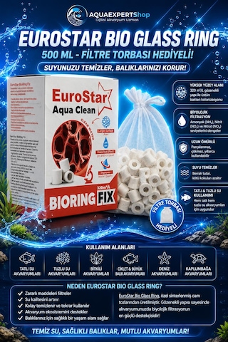 Akvaryum Filtre Malzemesi - Bio Glass Ring 500 Ml - Yüksek Gözenekli Seramik - File Hediyeli - Üstün Bakteri Tutma Performansı