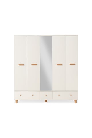 Nice 5 Kapaklı %100 Mdf Elbise Dolabı Gardrop 192x54x212 Ekru