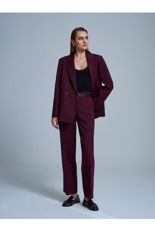 Dilvin 72235 Kemerli Düz Kesim Pantolon-bordo Bordo