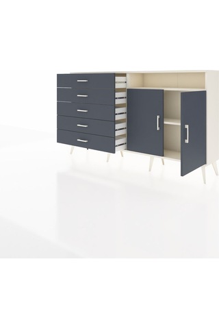 Arges Konsol 2 Raflı 5 Çekmeceli 2 Kapaklı 176x30x99 Aytaşı-antra Aytaşı-antrasit