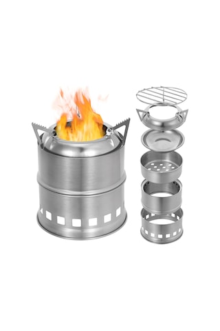 Taşınabilir Paslanmaz Çelik Hafif Odun Sobası Alkol,y27179 Gümüş