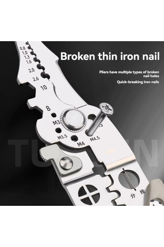 Youtek Endüstriyel Elektrikçi Telli Aleti: Kablolu Telli Soyma, Kesme, Bükme Ve Vida Çıkarma İşlevli Karbon Çelik Pense