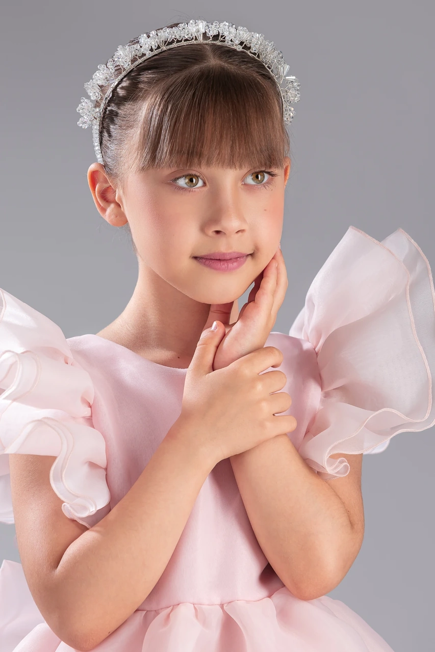 Kız Çocuk Çiçekli Taşlı Gelinlik & Abiye Tacı Saç Aksesuarı, Balo, Düğün Ve Özel Gün Tacı Beyaz