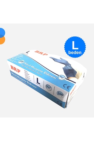 Mavi Muayene Nitril Eldiven Pudrasız Large L 100'lü Kutu