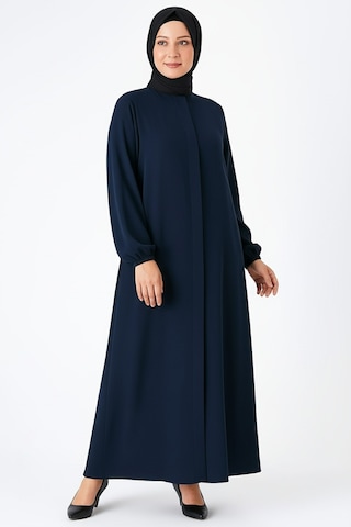 Medine İpeği Mevlana Kesim Cepli Kuşaklı Bol Ferace 4000-lacivert Lacivert