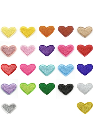 22 Adet 2,2x2 Cm Boyutlarında, Kendinden Yapışkanlı, Ütüyle Yapıştırılan Aşk Nakışı