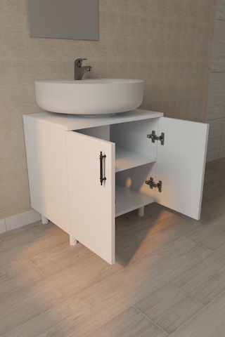 Sardunya Lavabo Alt Dolabı Beyaz