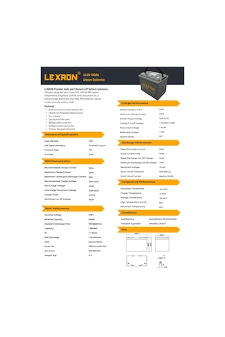 Lexron 12.8v 100ah Lityum Batarya