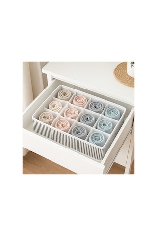 12 Bölmeli Katlanır Çekmece Organizer, Pratik Saklama Kutusu 31x25x12 Beyaz - 849735089 Beyaz
