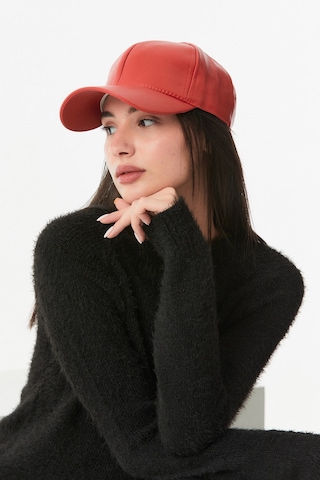 Fullamoda Suni Deri Arkası Ayarlanabilir Kep Şapka Kırmızı 24KAKS3538199062Kırmızı