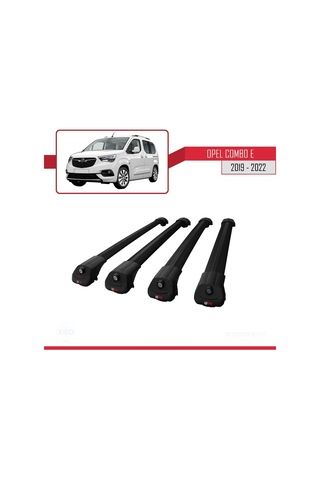 Opel Combo E 2019-2022 Arası İle Uyumlu Ace-1 Ara Atkı Tavan Barı Siyah 4 Adet Bar