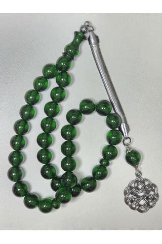 Kazazlı Yeşil Renk Ateş Kehribar Tesbih Küre Kesim 11 X 11 Mm