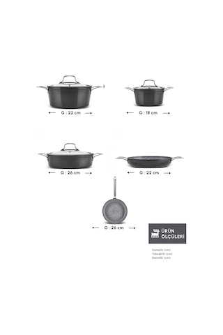 Emsan Biogranit Power Inox 8 Parça Tencere Seti Gümüş