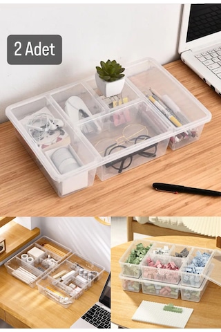 2 Adet Luna Çekmece Içi Düzenleyici Kapaklı Takı Ve Makyaj Kutusu Şeffaf