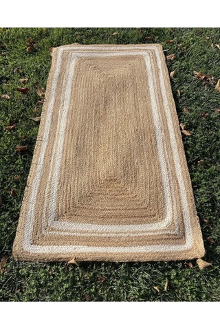 Eko Halı Echo Jüt Ech 10 Natural White Xw Dekoratif Jüt Kilim Naturel Beyaz