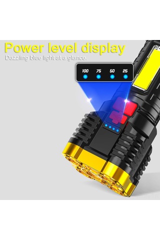 Neevoyu 5 Led Şarj Edilebilir El Feneri - 4 Işık Modlu, Kamp Ve Acil Durumlar İçin Taşınabilir Çalışma Lambası Altın