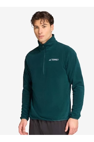 Adidas Multi Essentials 1/2 Zip Fleece Erkek Polar Yeşil