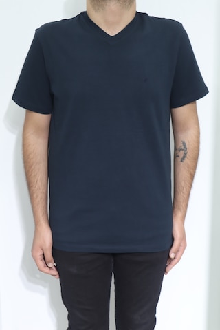 Santa Dmctekstil Erkek Düz Spor Kesim Kalıbı Rahat V Yaka T-shirt Lacivert