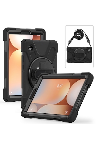 Samsung Galaxy Tab A11 Sm-x130 İle Uyumlu Tablet Kılıfı Defender Askı Aparatlı 360 Ayarlanabilir Zırhlı Kapak Kapaklı Kılıf