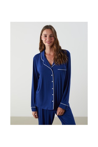 Lcw Dream Lacivert Gömlek Yaka Kadın Pijama Takımı