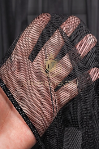 Siyah Grek Tül Perde Petek Zemin