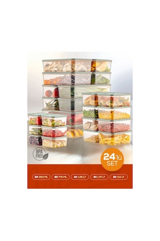 Vienev Buzdolabı Düzenleyici Organizer Mikrodalgaya Uygun Difriz Saklama Kabı Mint 24' Lü Mint