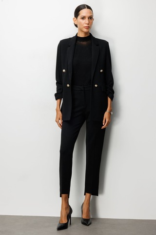 On Yan Cepli Dar Paça Pantolon Siyah Siyah