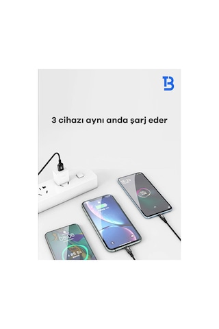 Çok Uçlu Çoklu 6in1 Kablo Üçlü Örgülü Hızlı Şarj Kablosu 1.2m Siyah - 896289857