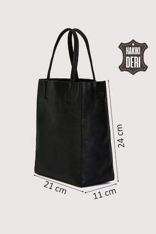 Hakiki Deri Kadın El Çantası Siyah Smr8751 Siyah