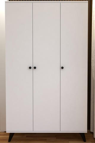 Tocco 1081 İzel 3 Kapaklı Askılıklı Raflı Lüx Gardırop-beyaz