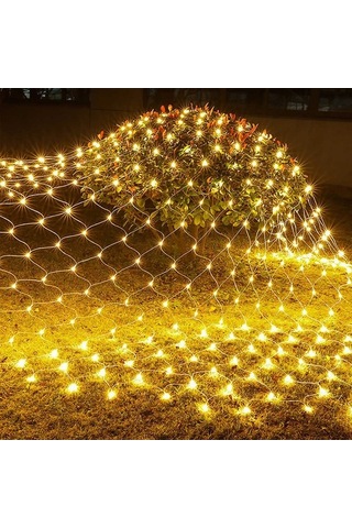 Novahub Ağ Işıkları, Balık Ağı Işıkları, Bahçe Aydınlatma 24v 3x2m 192 Led Solar Dekoratif Ampul Transformatörlü Erkek/dişi Fiş Çok Renkli Çok Renkli