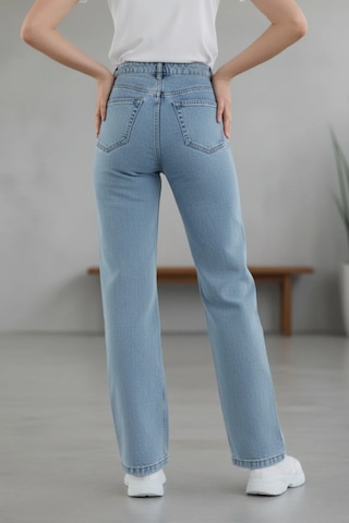 Layal My Beauty Melody Kadın Jeans Wide Leg Rahat Yüksek Bel Salaş Bol Paça Jean Palazzo Denim Kot Pantolon Buz Mavi