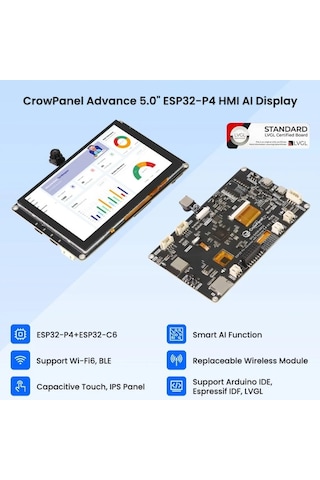 Elecrow Crowpanel Advanced 5 İnç Esp32-p4 Wifi 6 Hmı Dokunmatik Ips Ekran 800x480