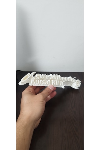 Kişiye Özel Masa Üstü İsimlik 3d Baskı Pla Hammadde Hediyelik Eşya Ofis, Kafe Ve Restoranlar İçin Dekoratif Eşya Beyaz