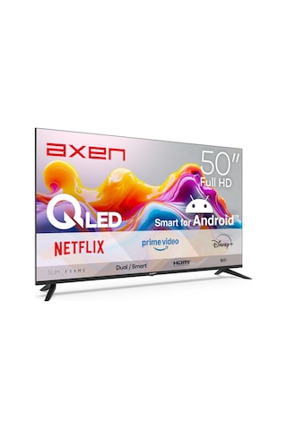 Axen AX50QFPRL-A14S 50" 126 Ekran Uydu Alıcılı Full Hd 50" Android Smart Qled Tv  Siyah